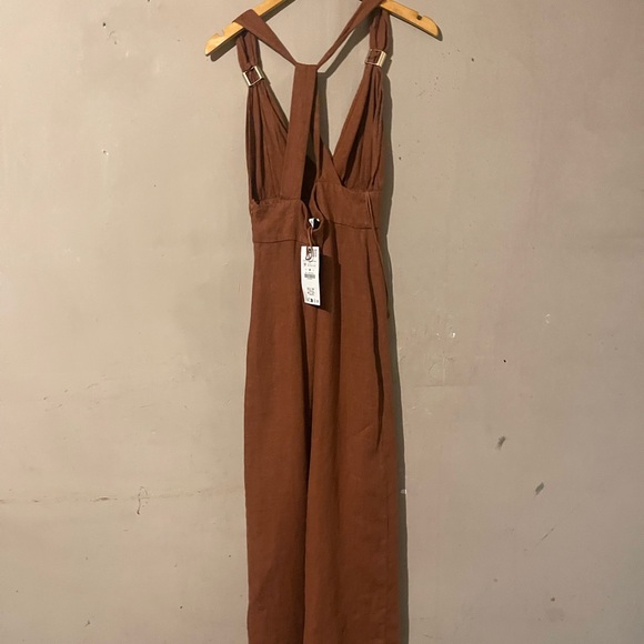 100% LINEN MIDI DRESS - Picture 12 of 12